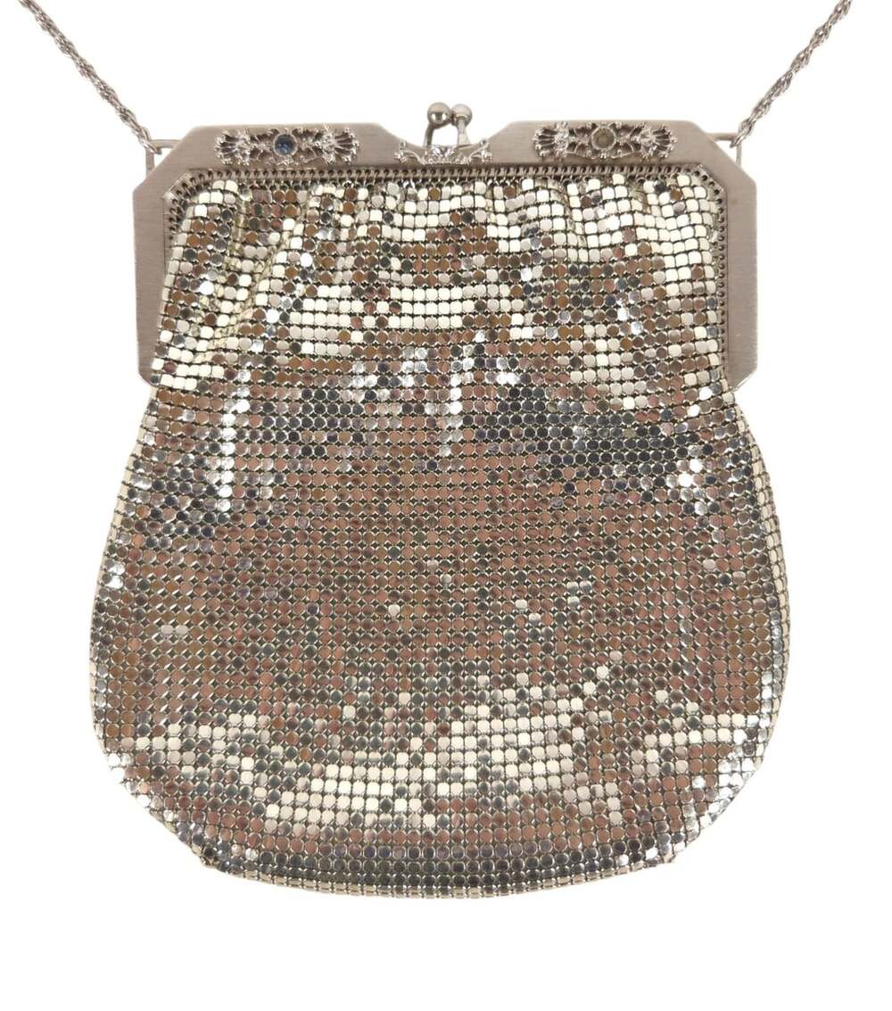 Vintage 1950s Whiting Davis Silver Metal Mesh Evening Bag Clutch